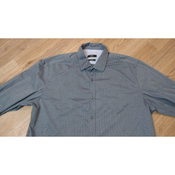 Hugo Boss Button Shirt Mens Extra Large XL Black Geometric Regular Fit Stretch - Picture 5 of 16